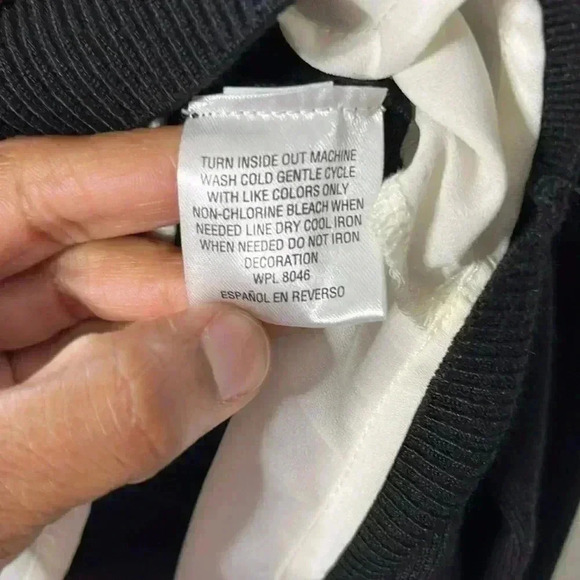 Charter Club Layered-Look Embellished Sweater Black White NWT Size L - Picture 7 of 7